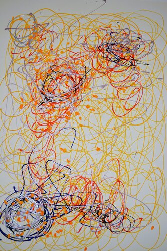 Abstrakt Farbenspiel Line by Udo von Gelden, Painting for Sale on Select
