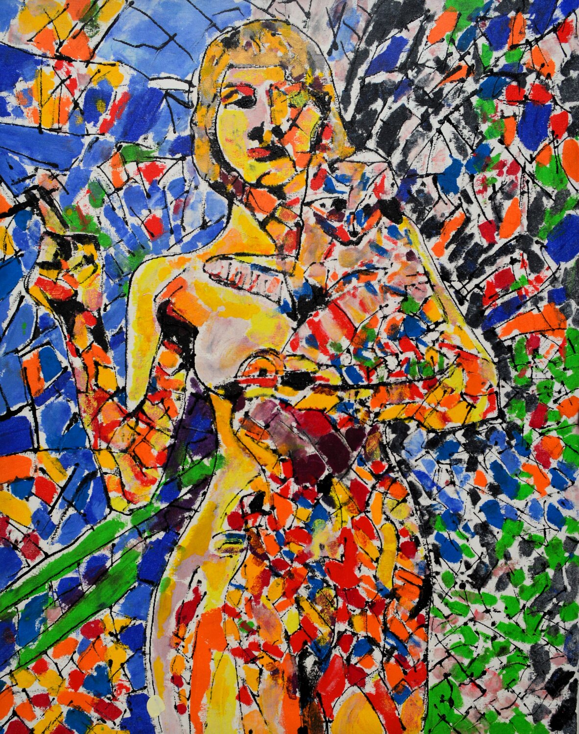 Frau mit Katze Udo von Gelden Original painting for sale