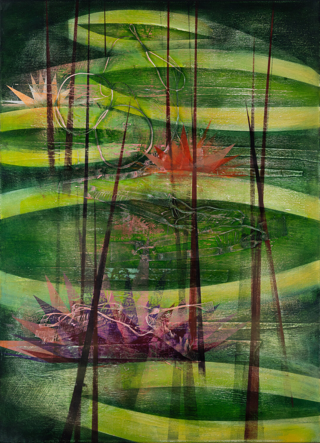 Seerosen III Peter Knauer Original painting for sale