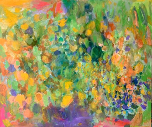 Abstract. Flowers in a pot. by Anne Samson, Painting for Sale on Select