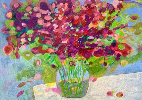 Rote Blumen by Anne Samson, Painting for Sale on Select