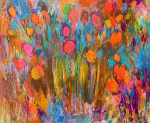 Glowing and shining flowers by Anne Samson, Painting for Sale on Select