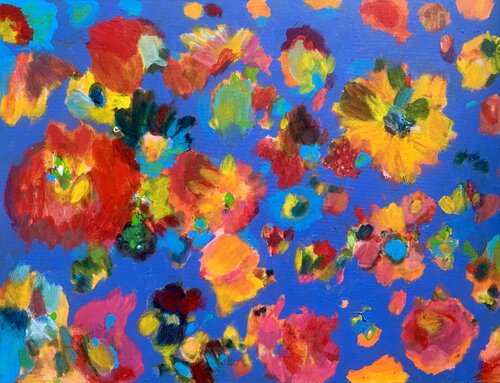 Gelbe und rote Blüten by Anne Samson, Painting for Sale on Select