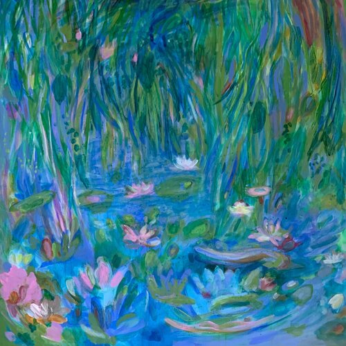 Blaue Stunde am Teich by Anne Samson, Painting for Sale on Select