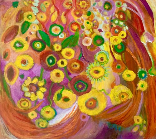 Leuchtende gelbe Blumen by Anne Samson, Painting for Sale on Select