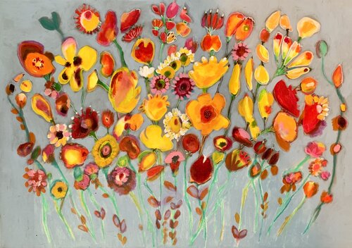 Yellow flowers von Anne Samson, Malerei kaufen auf Select