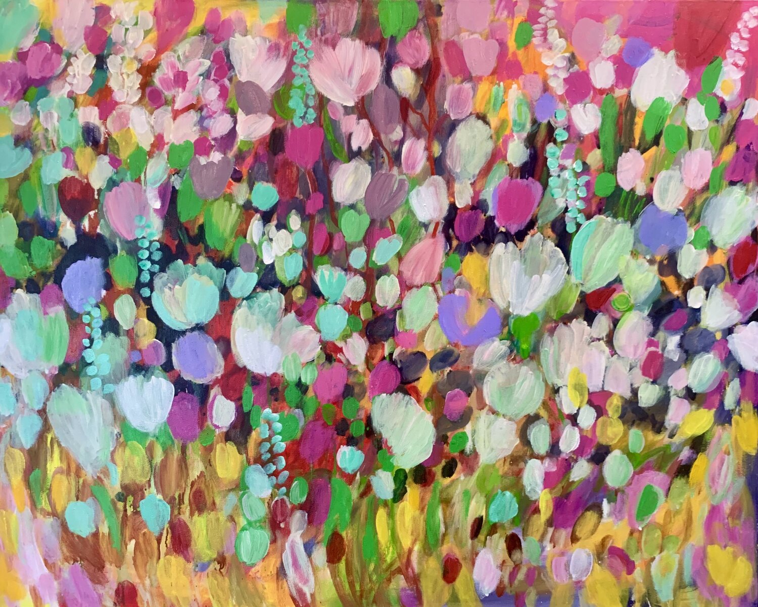 Abstract tulips Anne Samson Original painting for sale