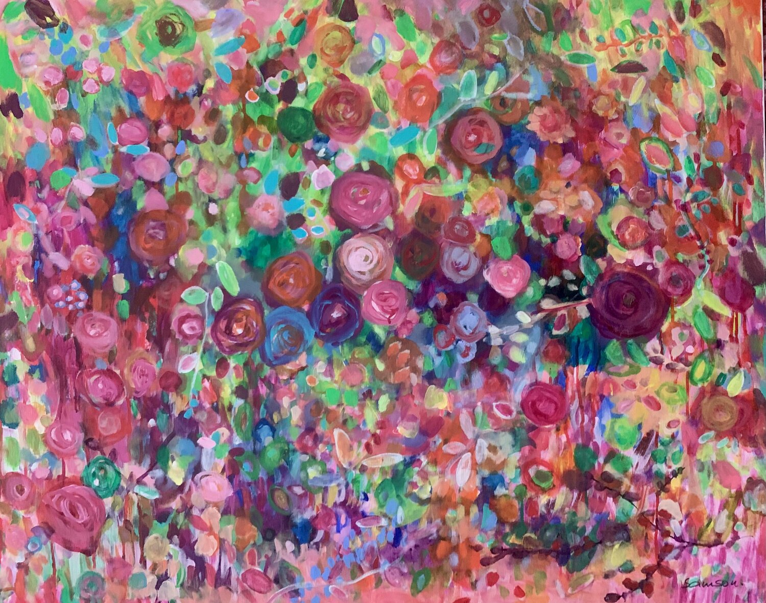 Rosen und Ranunkeln Anne Samson Original painting for sale