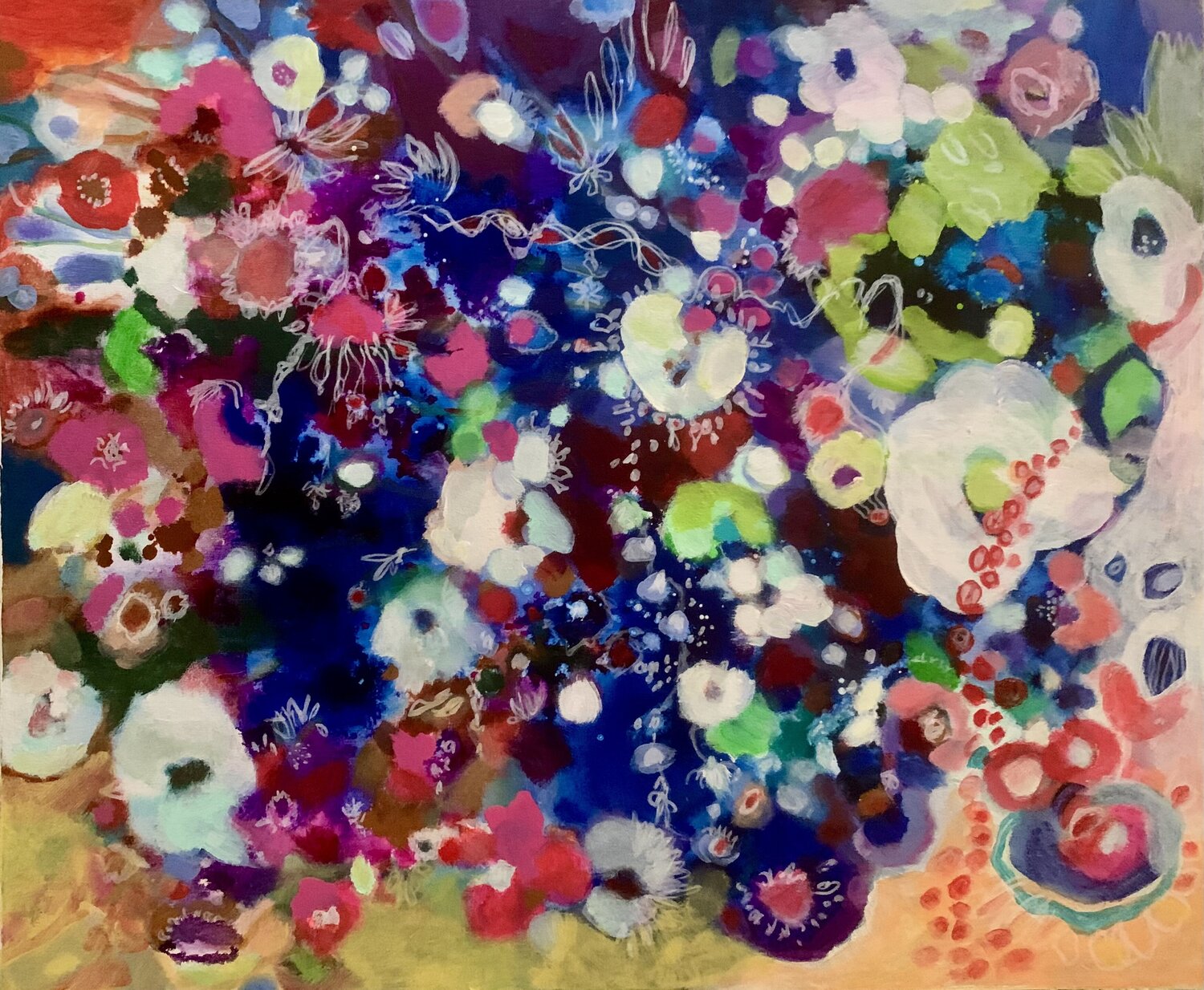 White flowers Anne Samson Original painting for sale