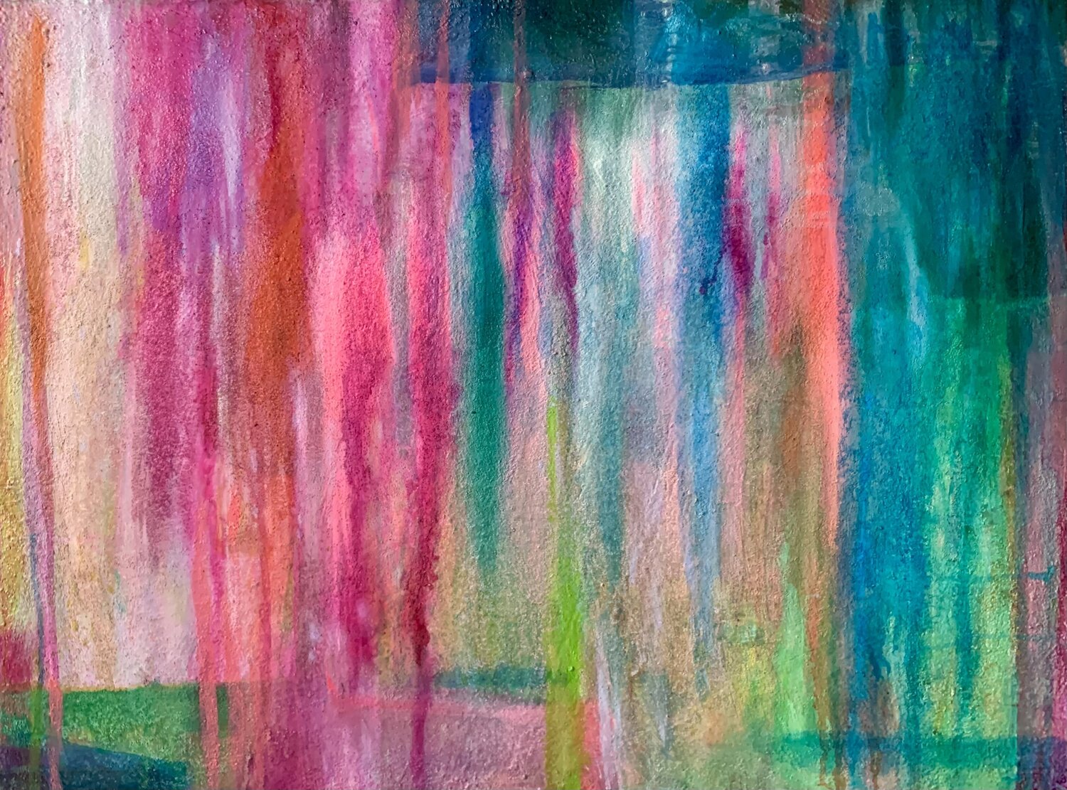 Abstract in Green and Pink Anne Samson Original painting for sale