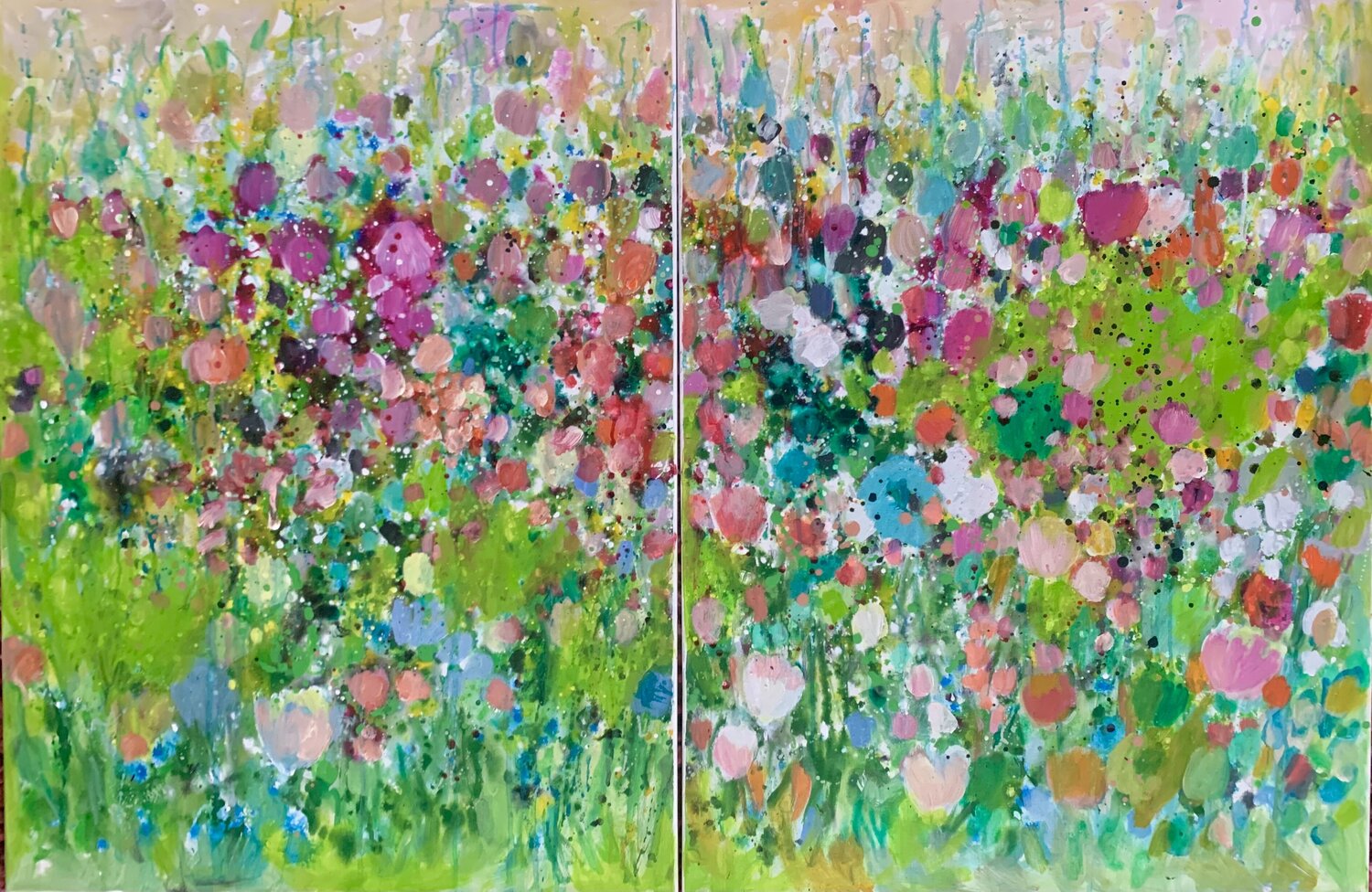 Printemps. Spring. Frühling. Diptychon. Anne Samson Original painting for sale