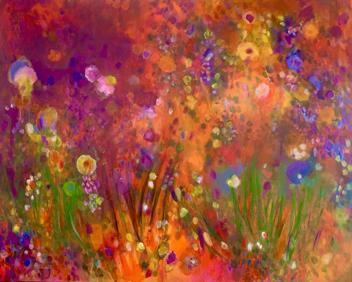 Glowing flowers Anne Samson Original painting for sale