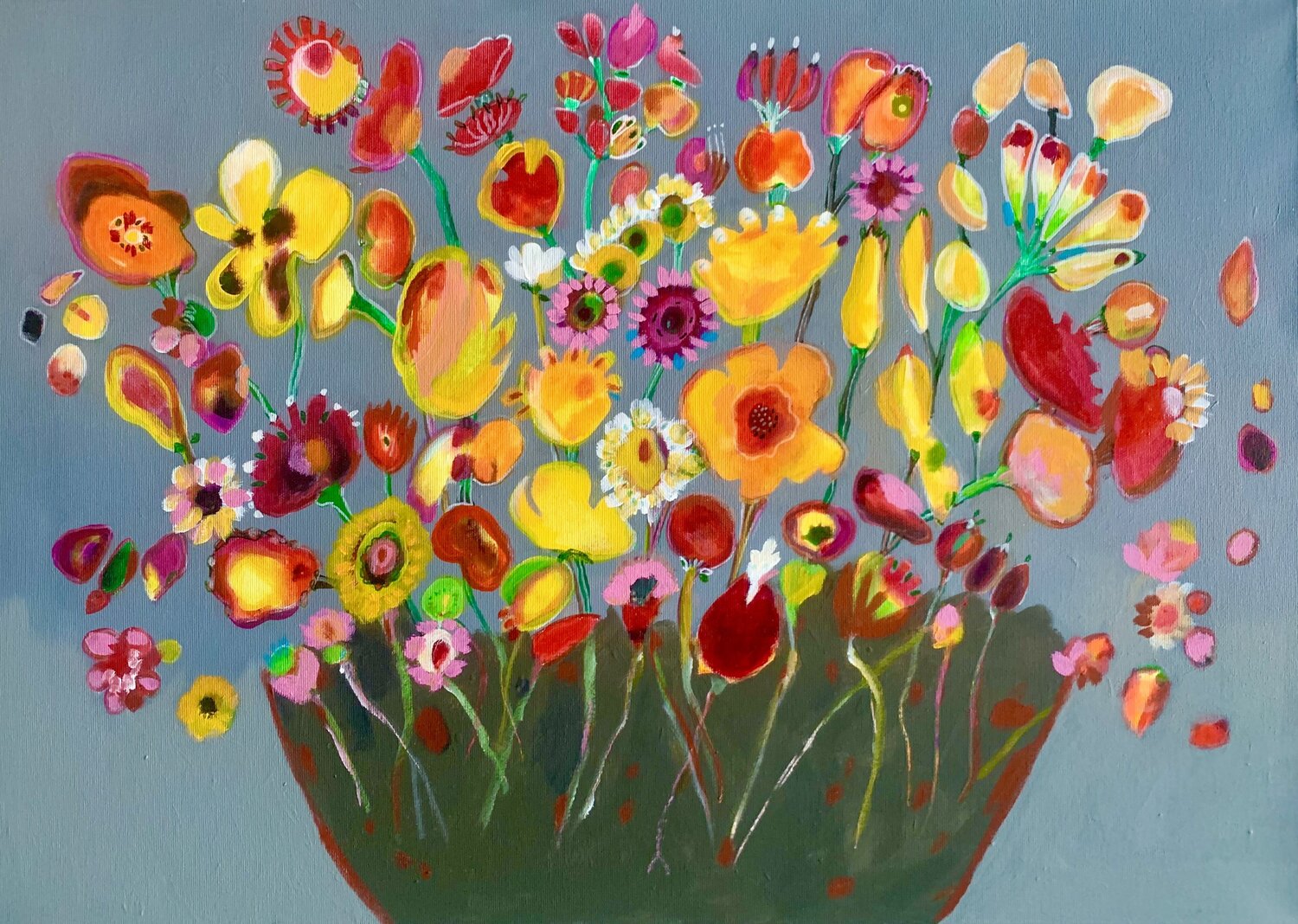 Gelbe Zauberblüten Anne Samson Original painting for sale