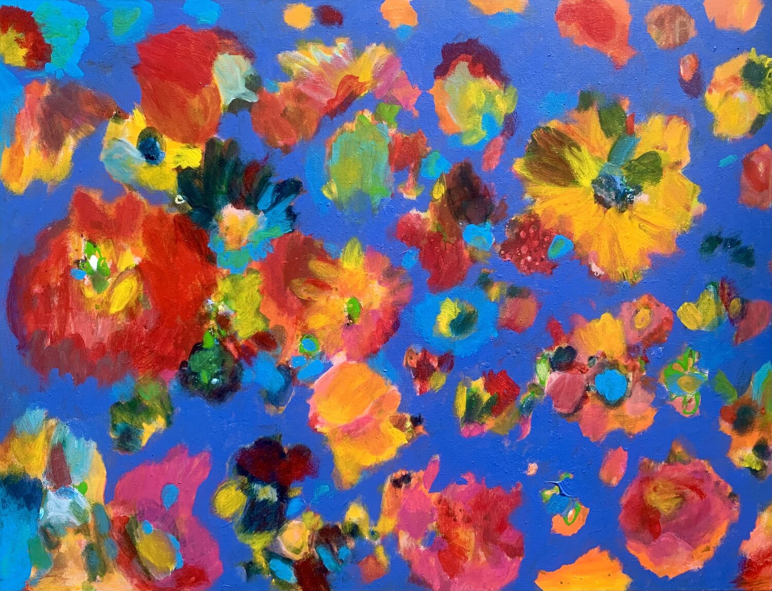 Gelbe und rote Blüten Anne Samson Original painting for sale