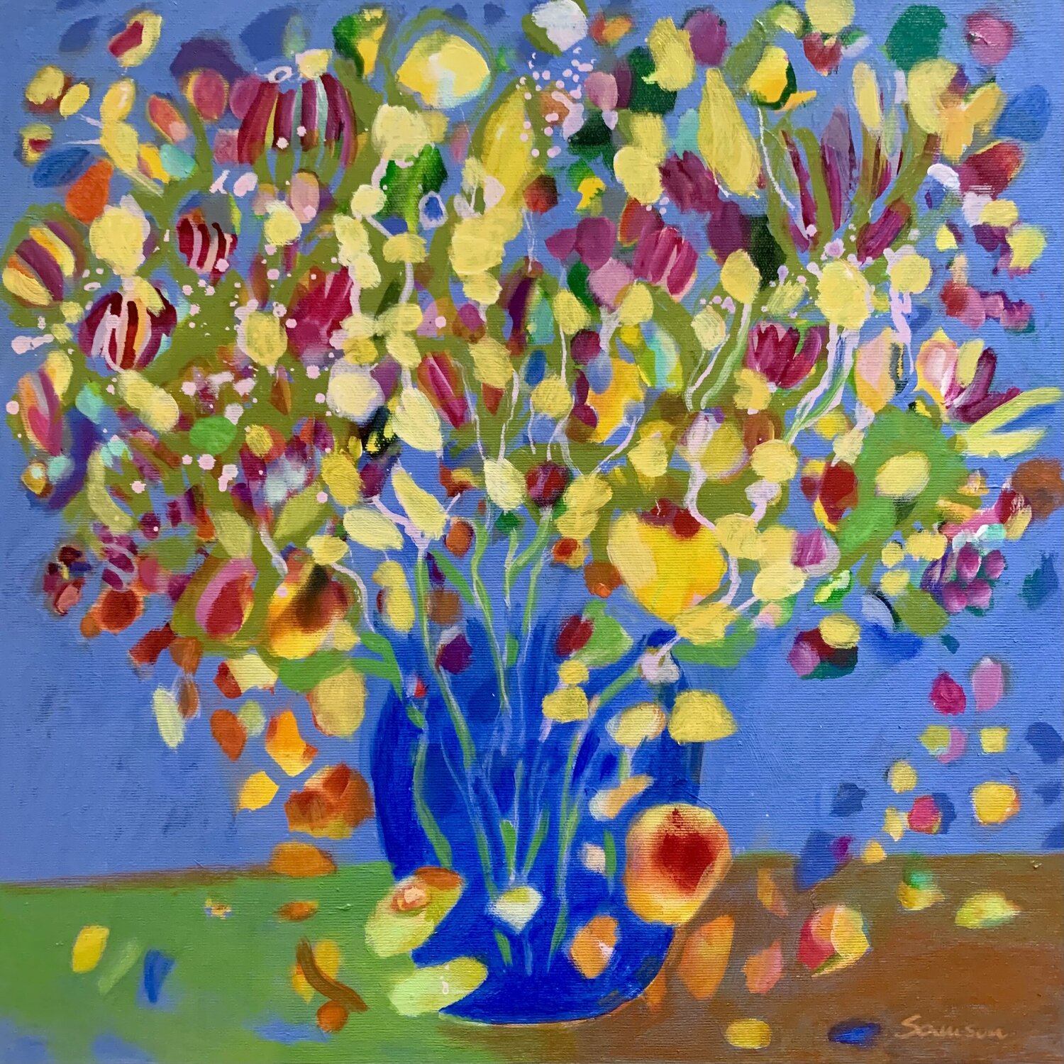 Gelbe Blumen Anne Samson Original painting for sale