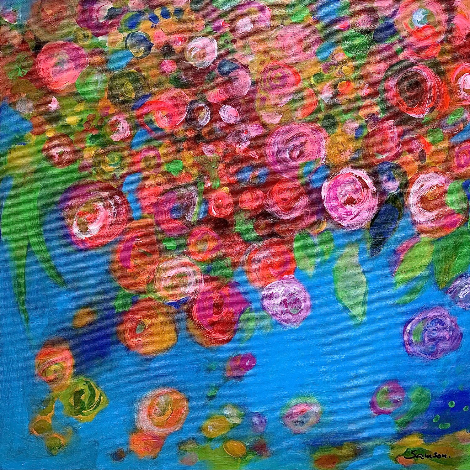 Für dich soll’s rote Rosen regnen Anne Samson Original painting for sale