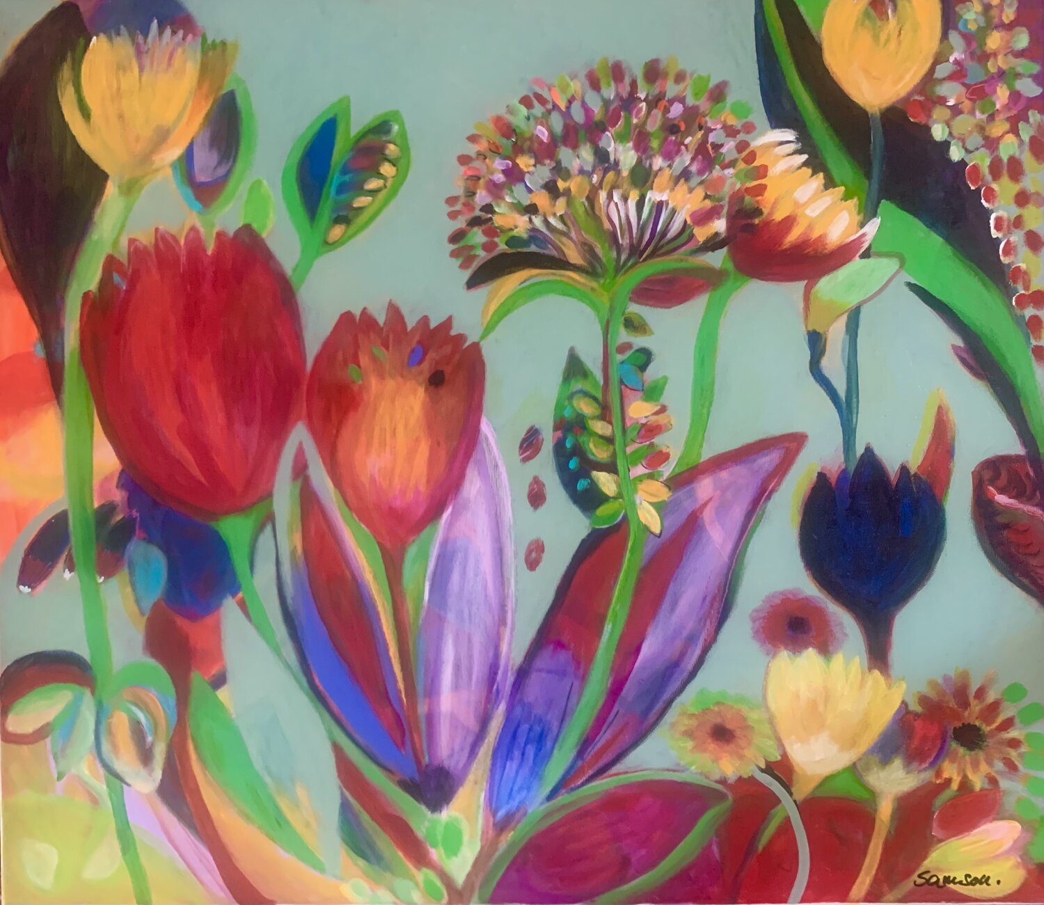 Phantasieblüten Anne Samson Original painting for sale