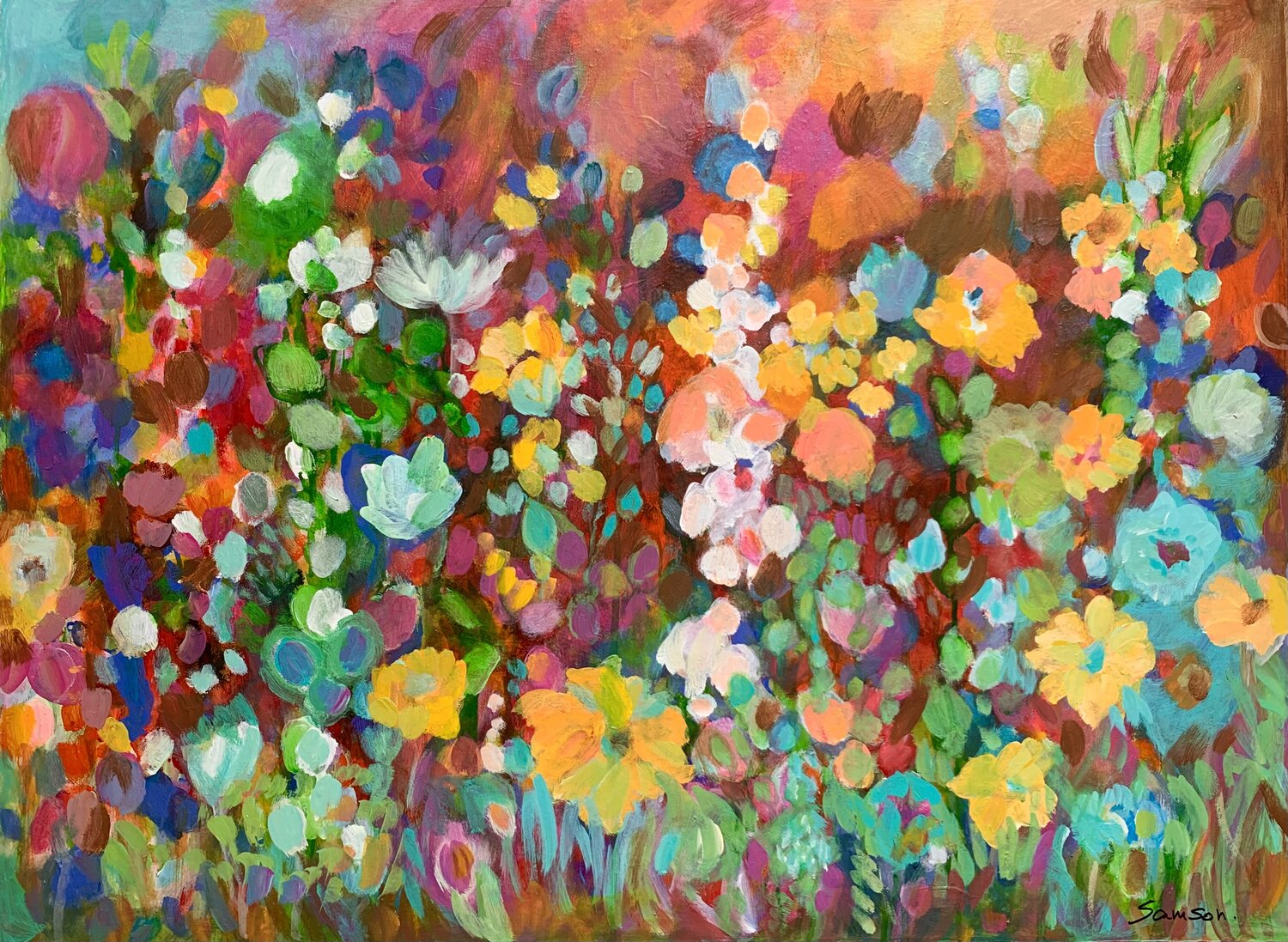 Blumenwiese Anne Samson Original painting for sale