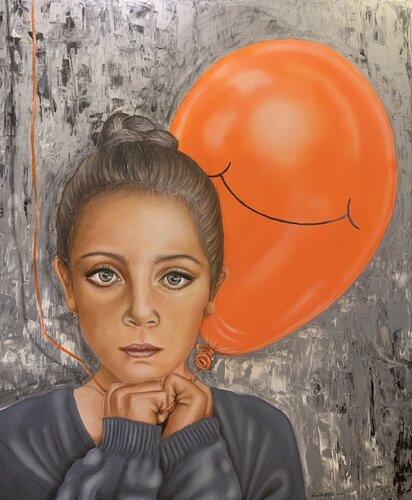 Give smiling by a simple way (childhood cancer) by Randa Hijazi, Painting for Sale on Select