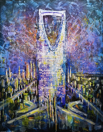 Whispers in the night of the capital by Randa Hijazi, Painting for Sale on Select