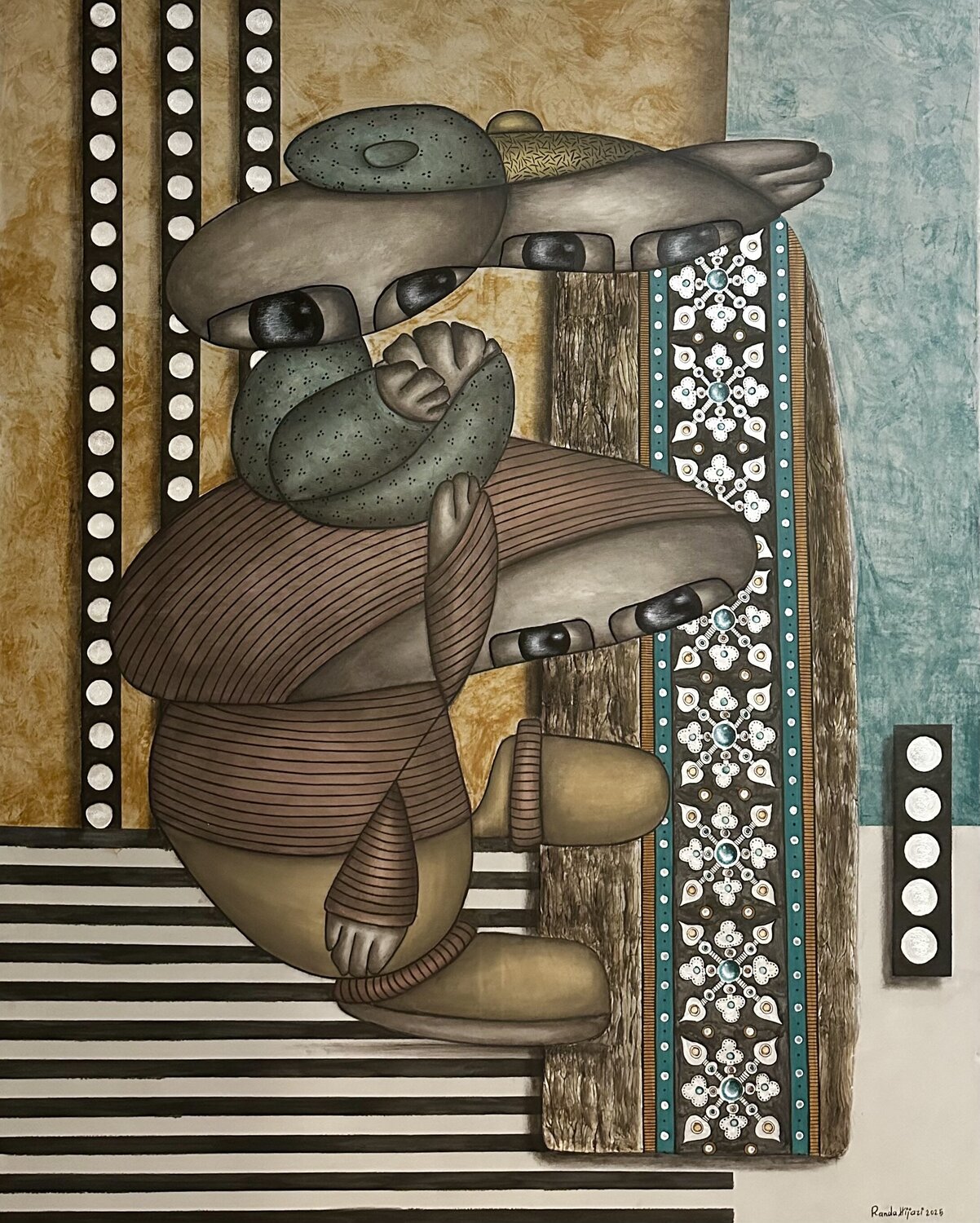 The Dialogue of Time with Damascus Randa Hijazi Original painting for sale