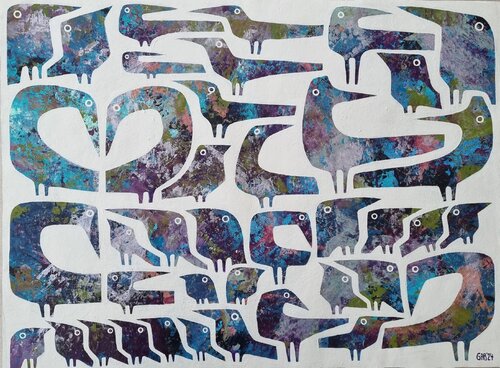 JAPANESE BIRDS by Gabriele Bruns, Painting for Sale on Select