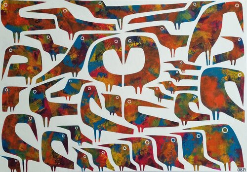 SUMMER BIRDS by Gabriele Bruns, Painting for Sale on Select