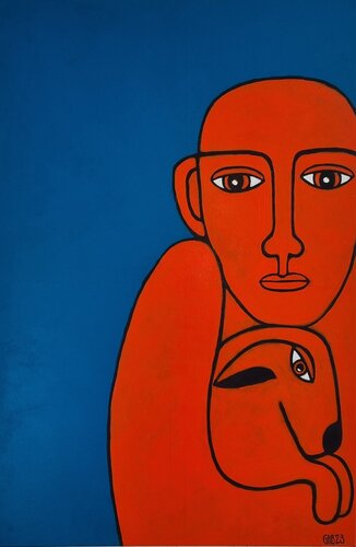 MIT HUND by Gabriele Bruns, Painting for Sale on Select