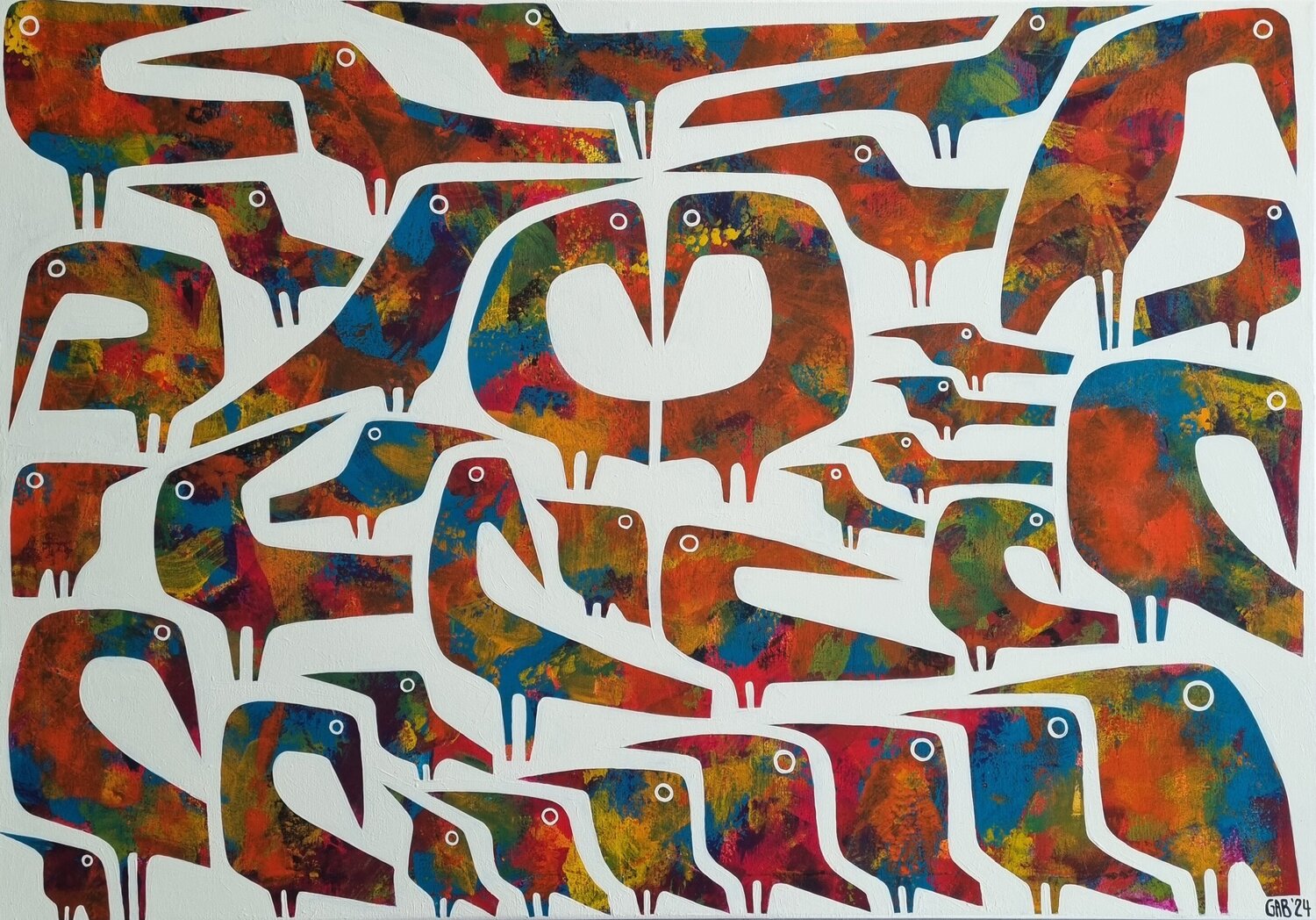 SUMMER BIRDS Gabriele Bruns Original painting for sale