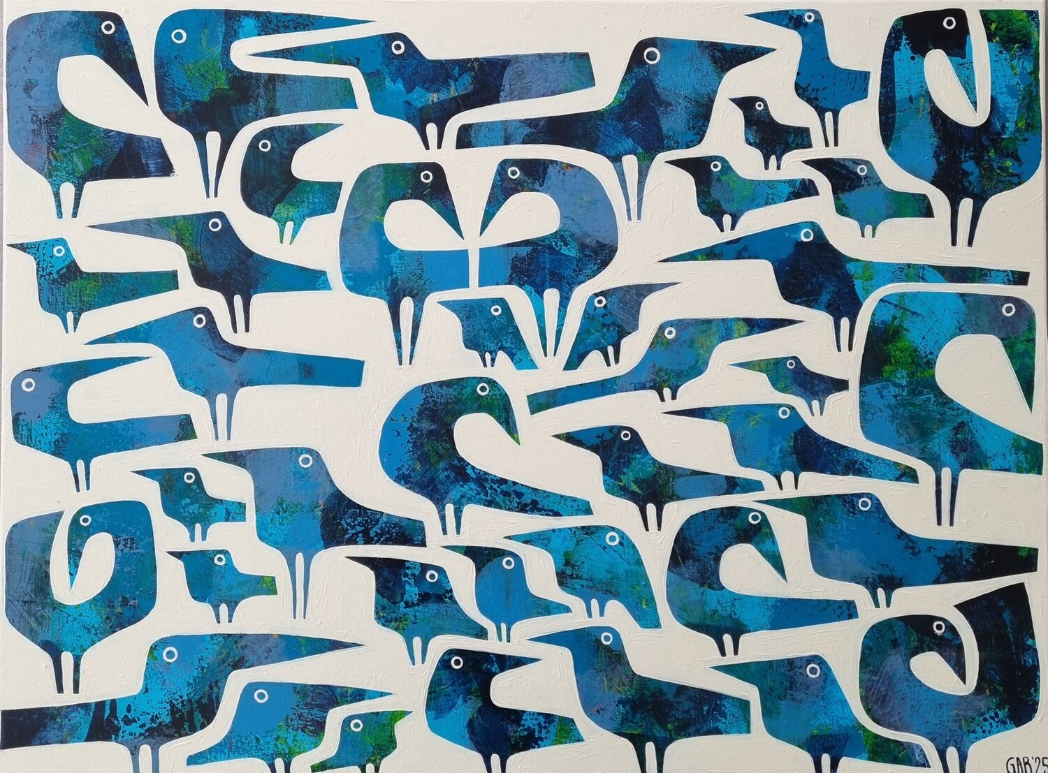 WINTER BIRDS Gabriele Bruns Original painting for sale