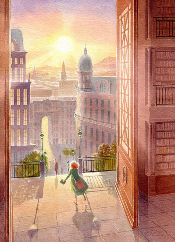 Letture al tramonto by Elena Prokhorova, Painting for Sale on Select