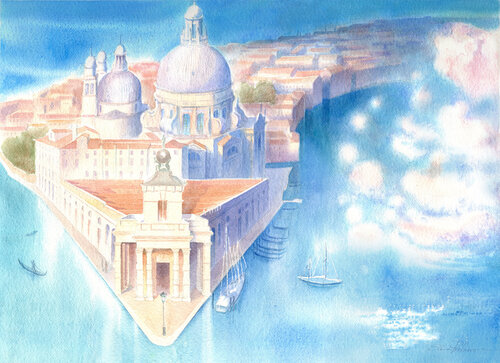 Venezia, Punta della Dogana. by Elena Prokhorova, Painting for Sale on Select