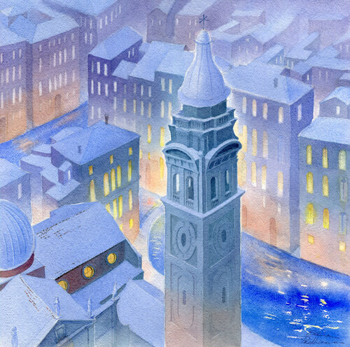 Neve a Venezia by Elena Prokhorova, Painting for Sale on Select
