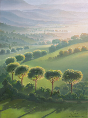 Pini sopra il Tevere by Elena Prokhorova, Painting for Sale on Select