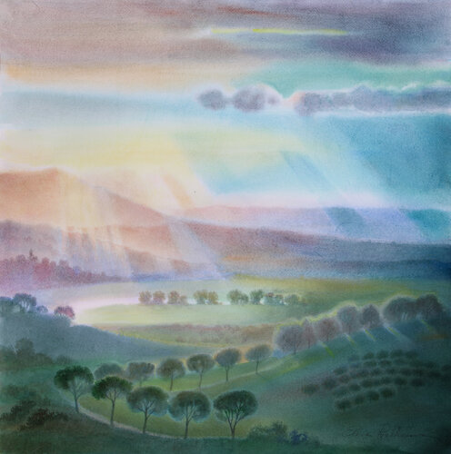 Primavera. Valle del Tevere. by Elena Prokhorova, Painting for Sale on Select