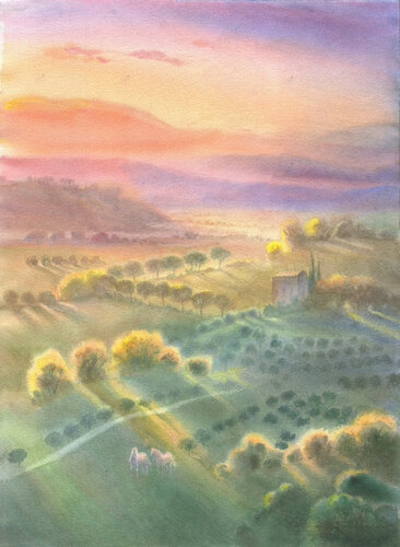Tramonto. by Elena Prokhorova, Painting for Sale on Select