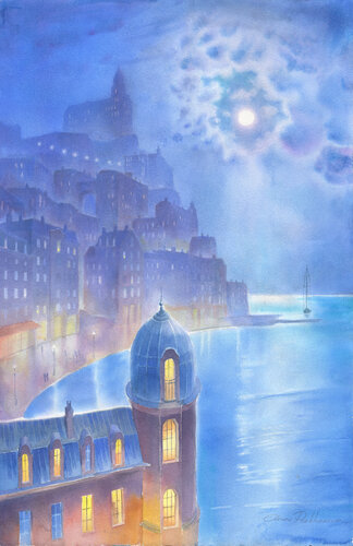 Luna sulla città by Elena Prokhorova, Painting for Sale on Select