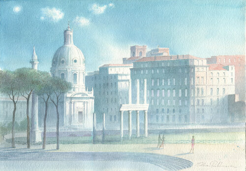Roma. Piazza Foro Traiano. by Elena Prokhorova, Painting for Sale on Select