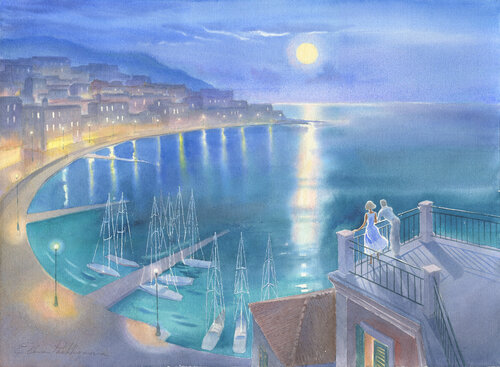 La notte a Gaeta by Elena Prokhorova, Painting for Sale on Select