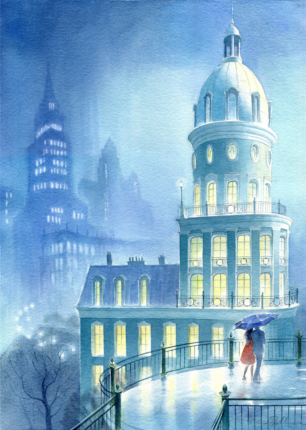 Pioggia in una città sconosciuta Elena Prokhorova Original painting for sale