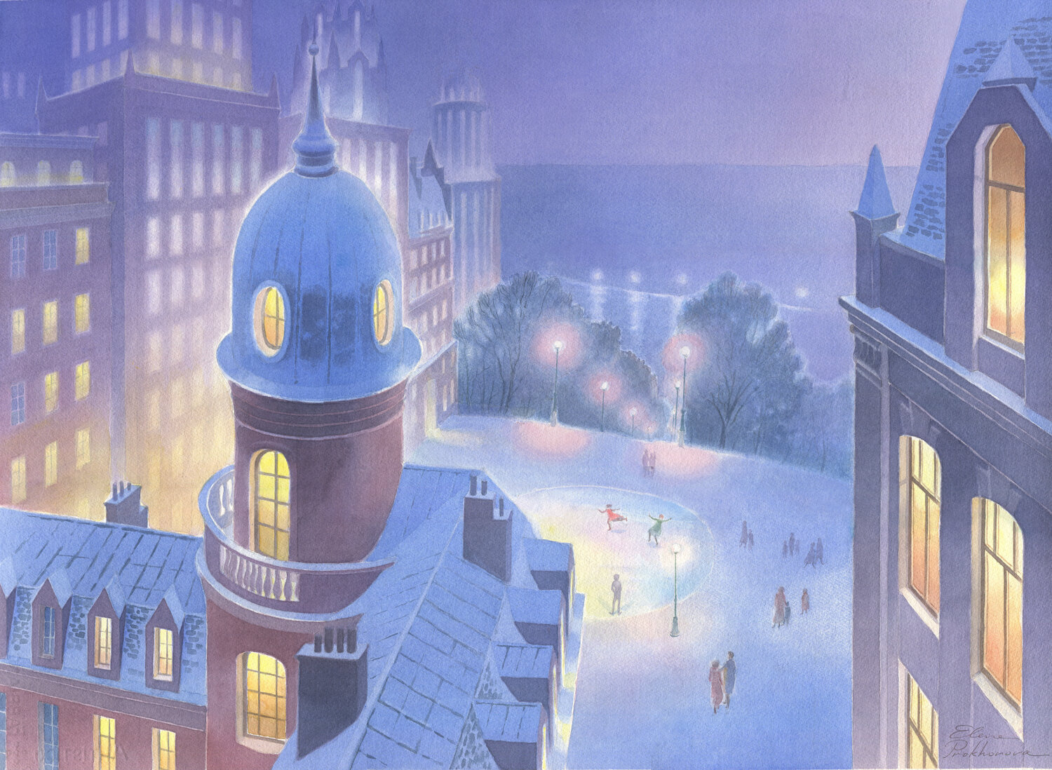 Prima nevicata Elena Prokhorova Original painting for sale