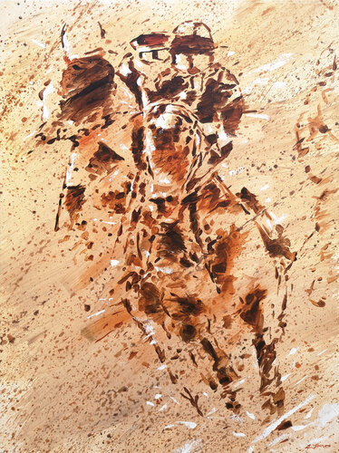 HORSE RACE ON SAND by Alessandro Piras, Painting for Sale on Select