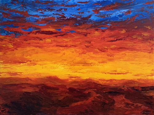 FLAMING SUNSET by Alessandro Piras, Painting for Sale on Select