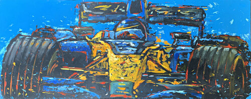 FORMULA 1 ON BLUE by Alessandro Piras, Painting for Sale on Select