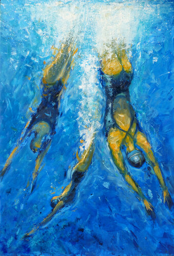 DIVING GIRLS by Alessandro Piras, Painting for Sale on Select