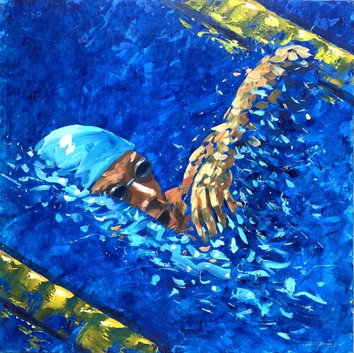 THE SWIMMER by Alessandro Piras, Painting for Sale on Select