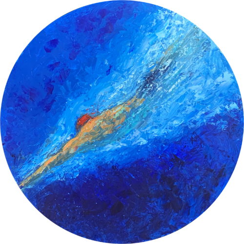 SWIMMING A ROUND by Alessandro Piras, Painting for Sale on Select