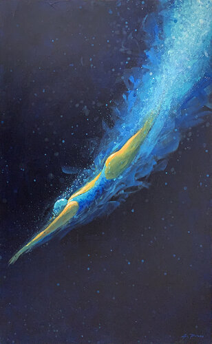 SWIMMING IN THE DARK by Alessandro Piras, Painting for Sale on Select