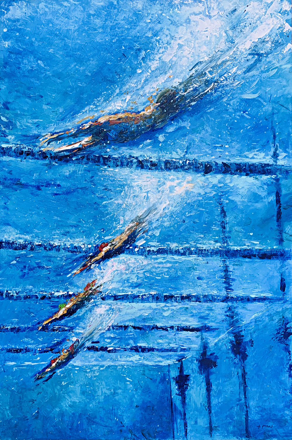 SWIM START Alessandro Piras Original painting for sale