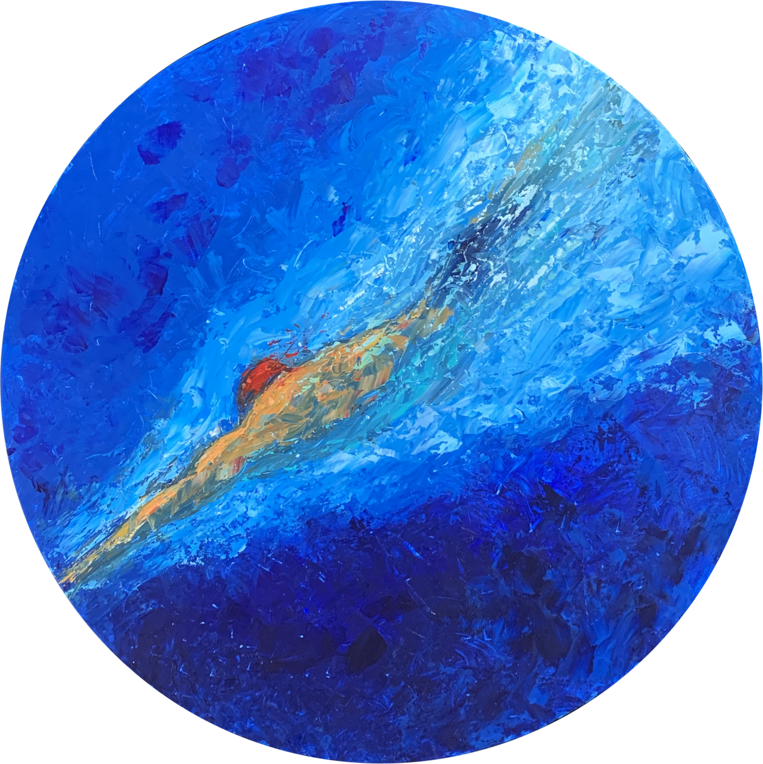 SWIMMING A ROUND Alessandro Piras Original painting for sale